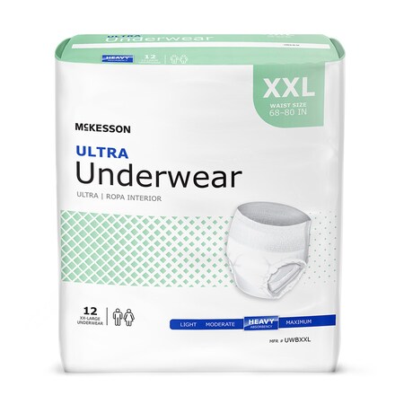 McKesson Ultra Underwear, Incontinence, Heavy Absorbency, 2XL, 12 Count